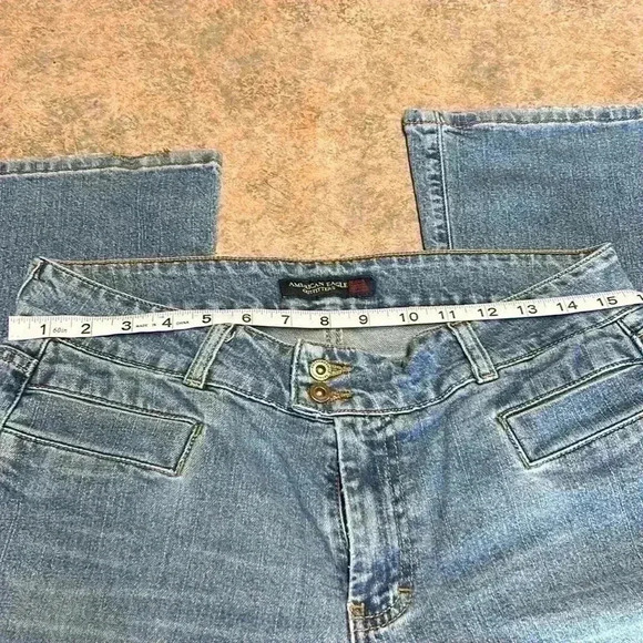 VINTAGE!! Y2K American Eagle flare, slit pocket, low rise-zero stretch size 12 - Picture 8 of 13